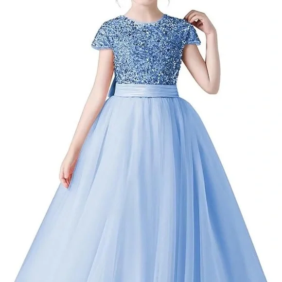 bridesmaid puffy dresses Ladivine 7469 Size 20,22 Royal Long Bridesmaids Dress Simple Slit Satin Formal V Neck A Line Evening Gown 22 / Royal main image 1